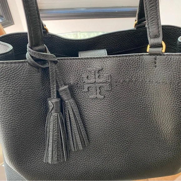 Tory Burch Black McGraw Tote Bag with Tassels - Picture 3 of 11